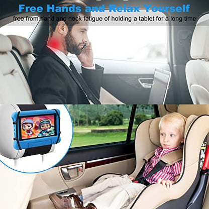 Car Headrest Mount Silicon Holder, Universal Tablet Holder in Back Seats, Car Mount Angle-Adjustable Car Headrest Holders Fits All 7-12.9 inch Tablets/Game Machines¡­