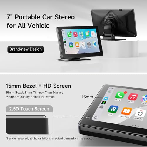 Haudio 7 Inch Portable Carplay Screen for Car,Car Stereo Wireless Carplay & Android Auto,1080p Backup Camera CarAudio Receivers GPS Navigation Mirror Link - size: 7-Inch(7002)