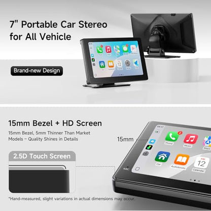 Haudio 7 Inch Portable Carplay Screen for Car,Car Stereo Wireless Carplay & Android Auto,1080p Backup Camera CarAudio Receivers GPS Navigation Mirror Link - size: 7-Inch(7002)