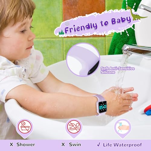 BEN NEVIS Potty Training Watch, Digital Toddler Watch with Countdown/Music/Alarm Clocks/Vibration Reminder and Waterproof, Remind Toddler to Go to The Toilet - color: 21-LightPurple