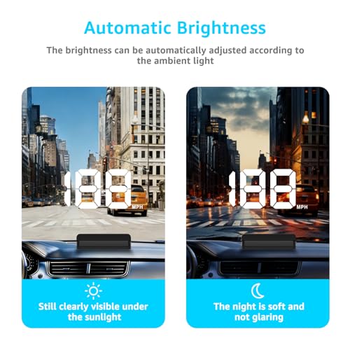 Heads up Display for Cars, Car HUD, GPS Speedometer,Head up Display for Car - color: White