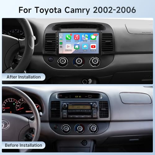 Leadfan Fast Boot Linux Car Radio for Toyota Camry 2002 2003 2004 2005 2006, 9 Inch IPS Screen for Camry Radio with Carplay Android Auto Backup Camera FM (Black, Not Fit for JBL&Big Navi Screen)