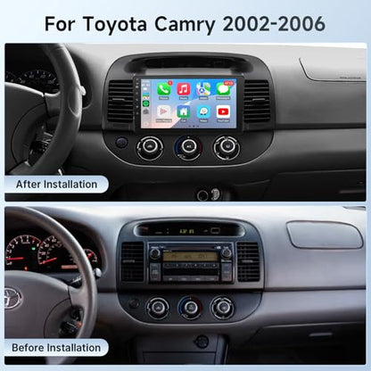Leadfan Fast Boot Linux Car Radio for Toyota Camry 2002 2003 2004 2005 2006, 9 Inch IPS Screen for Camry Radio with Carplay Android Auto Backup Camera FM (Black, Not Fit for JBL&Big Navi Screen)