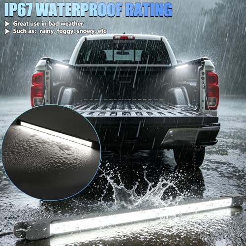 LED Truck Bed Lights with On/Off Switch & Extension Wiring Kit, Waterproof 6000K White 132 LEDs Cargo Pickup Truck Bed Lighting Strip for Truck Pickup SUV Cargo Van RV Boat, 2 PCS