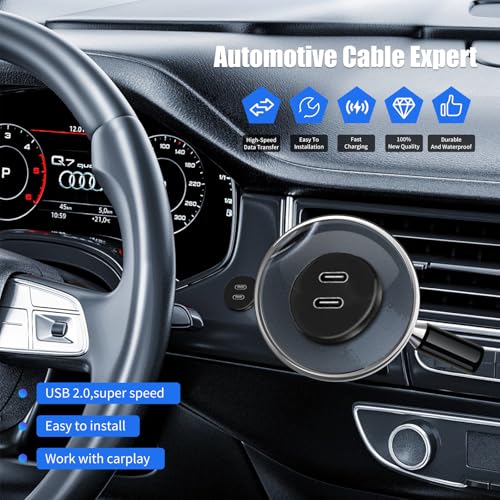 Dual Port USB C 2.0 Male to USB C 2.0 Female Extension Cable,Flush Mount Waterproof Panel Cable for Car,Truck,Boat,Motorcycle Dashboard 3.3ft - style: Dual USB C 2.0
