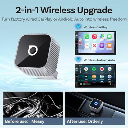OTTOCAST Mini Cube Wireless CarPlay Adapter & Android Auto Adapter - color: Silver