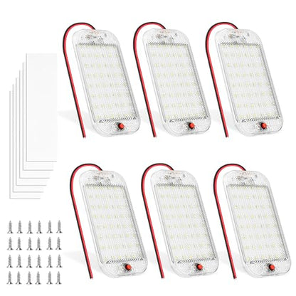 MERTTURM Dome Light for RV Interior, 48LED 800LM Ultra Bright 12 Volt LED White Lights, RV Ceiling Light with Switch Control, Ideal for Car Van Truck Camper Lorry Motorhome Boat(6 Pack) - size: 48LED-6 PACK