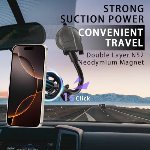 Car Magnetic Phone Holder, 360 Degree Rotation Auto Cellphone Mount for Dashboard Air Vent, Strong Magnet Vehicle Interior Smartphone Hook, Universal for SUV Sedan Trucks (Long Hose/Style B) - color: Long Hose/Style B