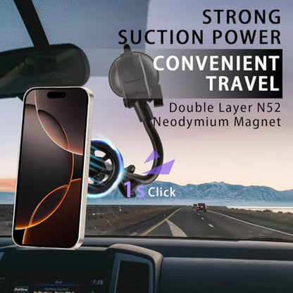 Car Magnetic Phone Holder, 360 Degree Rotation Auto Cellphone Mount for Dashboard Air Vent, Strong Magnet Vehicle Interior Smartphone Hook, Universal for SUV Sedan Trucks (Long Hose/Style B) - color: Long Hose/Style B