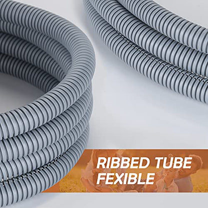 ZhiYo 20FT 1/2” Wire Loom Split Tubing Auto Wire Conduit Flexible Cover | High Temperature Heat Resistant -40F to 257F | Plastic Cover for Electrical Wires & Cables, Grey - color: Grey, size: 20FT 1/2"