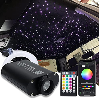 AMKI 16W Fiber Optic Lights,Starlight Headliner Light Kit APP/Remote Control Sound Activated Mode for Car&Home Decoration,Optical Fiber Cable Strands (0.75mm+1mm+1.5mm) 9.8ft/3m Long 415pcs - size: 415pcs*(0.03in+0.04in+0.06in)*9.8ft