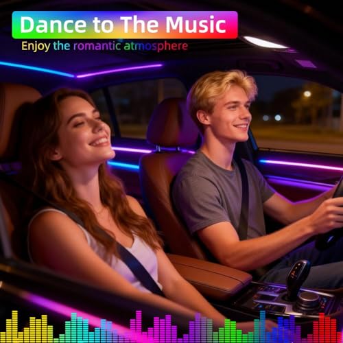 Acrylic Interior Car LED Lights with Remote and Wireless APP, Ambient Lighting Kits Fiber Optic Strip LEDs,16 Million Colors Music&DIY Function (1 in 1) - size: 1 IN 1