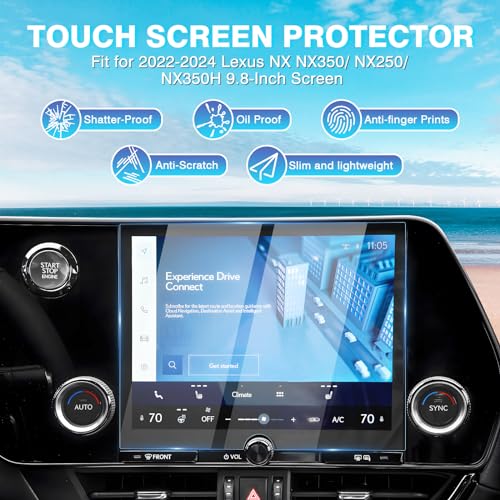 Karltys [Upgrade 2 Pack 2022-2025 2026 Lexus NX 9.8 Inch Screen Protector [No Glare & Fingerprint] for Models NX250 NX350 NX350h NX350 F-Sport HD Touchscreen Tempered Glass Navigation Protective Film - size: 2022-2025 2026 Lexus NX 9.8-Inch