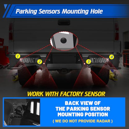 Rear Step Bumper Compatible with Ford F-150 2006-2014, Back Bumper for Ford F150 06-14 w/Shackle Mounting Bracket, Parking Sensor Holes, License Plate Lights Mounting Hole, Spare tyre Operating Hole