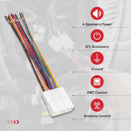 RED WOLF Car Radio Wiring Harness W/Antenna Adapter Select for 2008-2013 Nissan Armada Pathfinder Rogue, 2011-2014 Subaru Impreza Install Aftermarket 20 PIN Stereo Wire Cable Connector Adaptor