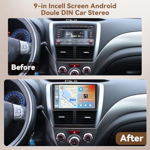 [4+64G] Hikity Android 15 Carplay Stereo Double Din, 9'' in-Cell Touch Screen Radio Wireless Carplay Android Auto 5G WiFi Car Stereo Bluetooth 5.0 Mirror Link GPS SWC FM/RDS/EQ, AHD Backup Camera+Mic - style: 2+64G HiFi