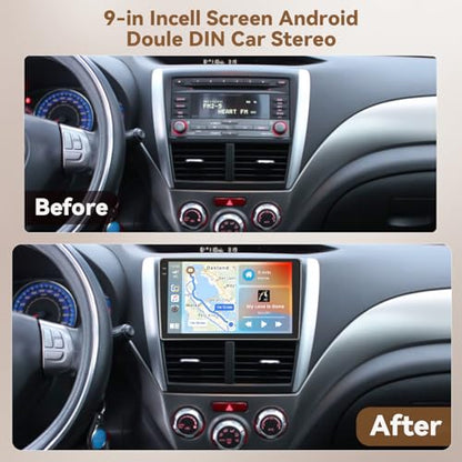[4+64G] Hikity Android 15 Carplay Stereo Double Din, 9'' in-Cell Touch Screen Radio Wireless Carplay Android Auto 5G WiFi Car Stereo Bluetooth 5.0 Mirror Link GPS SWC FM/RDS/EQ, AHD Backup Camera+Mic - style: 2+64G HiFi