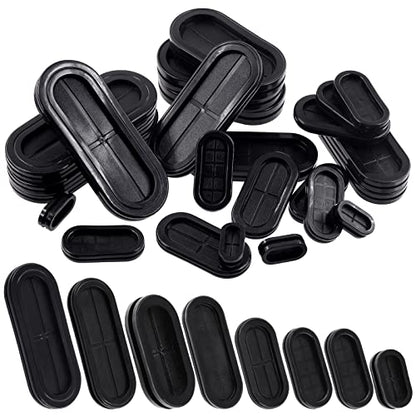 Glarks 10Pcs 13/16" x 1-13/16" - 20 x 45mm Oval Closed Rubber Grommet, Drill Hole Double-Sided Firewall Hole Plug Wire Protection Electrical Wire Gasket for Wire, Plug, Automotive, Plumbing - size: 13/16" x 1-13/16"