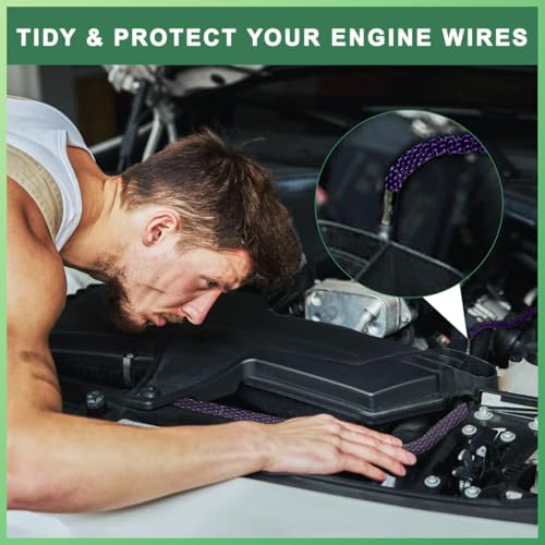 132 ft Expandable Braided Cable Sleeve Wire Loom PET Wiring Sleeving, Mesh Automotive Split Sheathing Wrap Management Heat Shrink for Audio and Other Home Device (1/2 in, 1/4 in, 3/8 in,3/4 in,Purple) - color: Purple