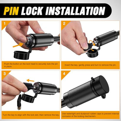 Nilight 1/2" & 5/8" Anti-Theft Lockable Trailer Hitch Lock Pin | Keyed Unique Weatherproof Anti-Theft Lockable Fits 2" 2-1/2" & 1-1/4"Receiver Tow Truck Boat Bike Truck Black - color: Hitch Lock Pin 1/2" & 5/8" Black
