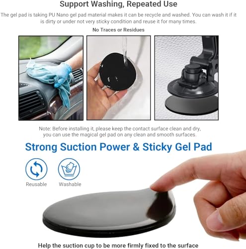 Body Camera Suction Cup Mount with Easy Remove Washable Reuable Magic Sticky Gel Pad for P100 and Widely Compatible with Other Body Camera Perfect for Car Windshield, Window, Glass, Dashboard