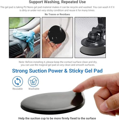Body Camera Suction Cup Mount with Easy Remove Washable Reuable Magic Sticky Gel Pad for P100 and Widely Compatible with Other Body Camera Perfect for Car Windshield, Window, Glass, Dashboard