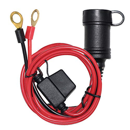 SPARKING 6FT Car Female Cigarette Lighter Plug Socket to Eyelet Terminals 12V Extension Cable with 15A Fuse(6FT) - size: 6FT
