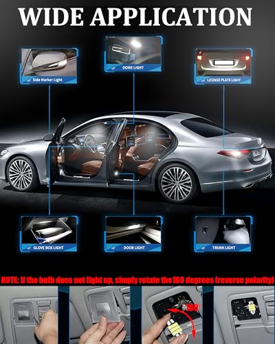 24 Pieces LED Car Interior Light Bulb Kit, Super Bright 6000K White 194 168 DE3175 T10 578 W5W 2825 31MM 42MM LED Bulb, for Dome Map Dash Door License Plate Trunk Light, Interior Lights