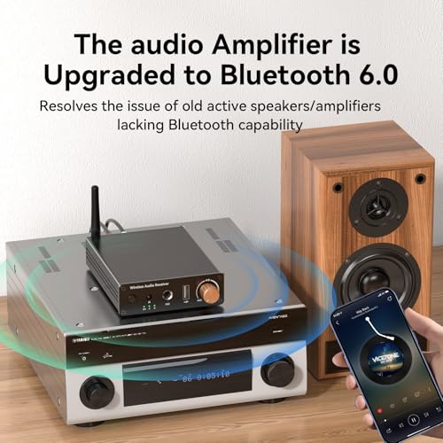Bluetooth 6.0 Receiver, Bluetooth Audio Adapter with 3.5mm AUX RCA Cable, Wireless Audio Receive Old Stereo/Home Speakers/Wired Headphones/Home Audio Music Streaming Stereo System - color: Black