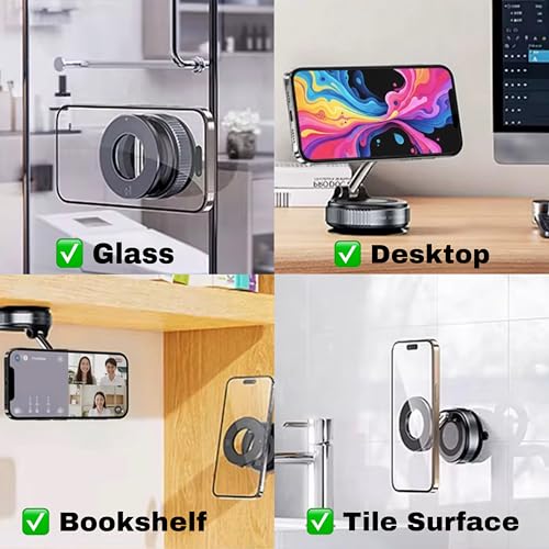 2026 Upgraded Pro Ultra-Suction Magnetic Phone Mount - Reinforced 360° Vacuum Holder for MagSafe, iPhone & Android (Ready for Car, Gym, Mirror, Home & More)