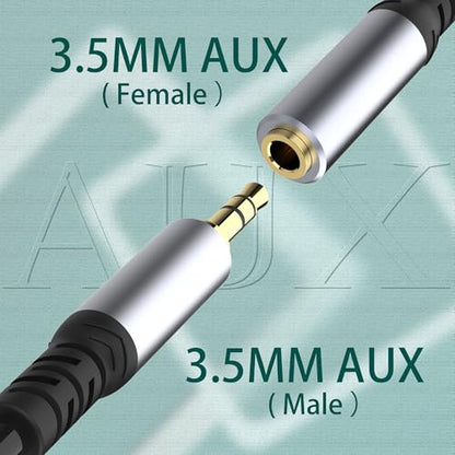 Headphone Extension Cable (1M/3.3FT), 3.5mm Aux Jack Audio Extension Cable Male to Female, 24K Gold Plated Hi-Fi Sound Stereo Aux Extender Cord for Headset, iPhone, iPad, Smartphones, Tablets & More