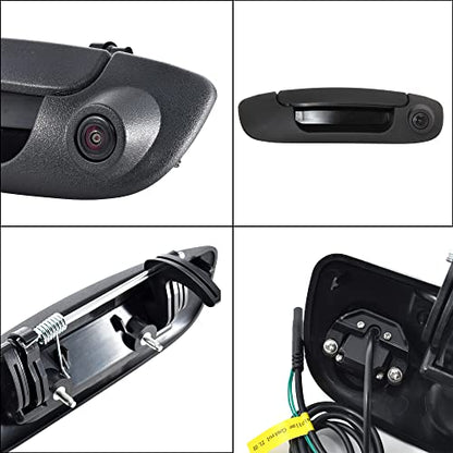 Anina Tailgate Handle Backup Camera for Dodge Ram 1500 2500 3500 (2002-2008) Rear View Reverse Parking Camera with Optional Guideline RCA Connector (Black)