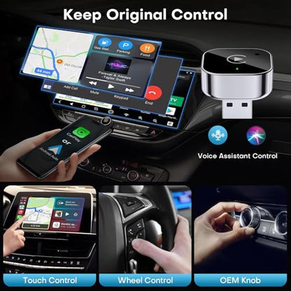Wireless Carplay Adapter with Ultra-Mini USB Design for Apple CarPlay & Android Auto, 2026 Upgraded CarPlay Dongle Convert Wired to Wireless, Plug and Play, Fast Stable Connection & No Latency