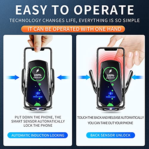 Wireless Car Charger Automotive Electric Induction 15W Wireless Charger Car Vent Mount Bracket Fast Charging Auto-Clamping Car Phone Holder Mount Air Vent Phone Holde (Red) - color: Red
