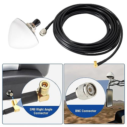 Anina Sirius XM Satellite Radio Antenna, Mirror Tubular Mount Aerial with SMB Connector 21ft Extension Wire for Semi Truck RV Trailer Car Vehicle, High Gain Sirius XM Stereo Receiver Tuner Antenna