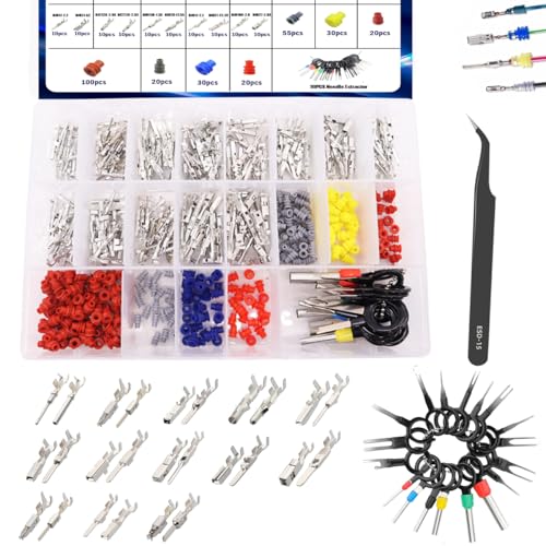 535PCS 26Type Pin Connectors Kit,Car Electrical Wire Pins 1/1.5/1.8/2.2/2.8/3.5mm Automotive Pin Connectors Kit Wire Removal Non-Insulated Plug Male Female Crimp - size: 535PCS 26 Type