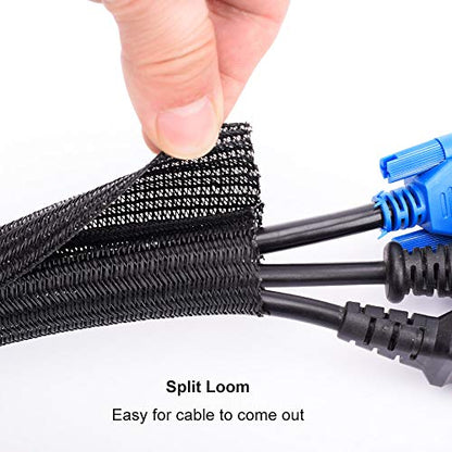 ZhiYo Cable Sleeve, 6.6ft - 1/2 inch, Black - color: Black, size: 6.6ft, 1/2''
