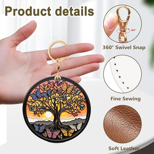 Butterfly Tree Of Life Leather Keychain Case Holder,GPS Tacker With Keychain Ring,Access Card Scratch-Resistant,Finders Accessories For Pets, Luggage, Wallet, Backpacks - color: Butterfly Tree of Life