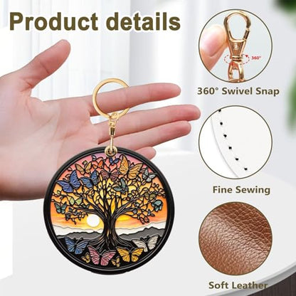 Butterfly Tree Of Life Leather Keychain Case Holder,GPS Tacker With Keychain Ring,Access Card Scratch-Resistant,Finders Accessories For Pets, Luggage, Wallet, Backpacks - color: Butterfly Tree of Life