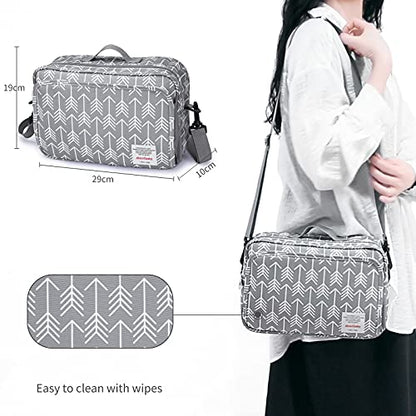 GOGOSO Universal Stroller Caddy Accessories All-in-One Baby Organizer with Insulated Pocket,Capacity for Diapers, Toys & Snacks, Dark Gray - color: arrow
