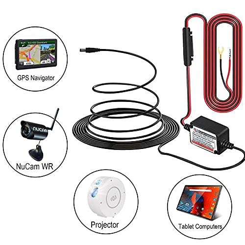 15ft Car Dash Cam Hardwire Kits,DC 5.5mm Head Charge Cable Tools w. Mini(ACS)/LP Mini(ACN)/ATO(ATC or ACU)/Micro2(ACZ) Fuse for NuCam WR & Galaxy Projector etc - size: DC 5.5mm