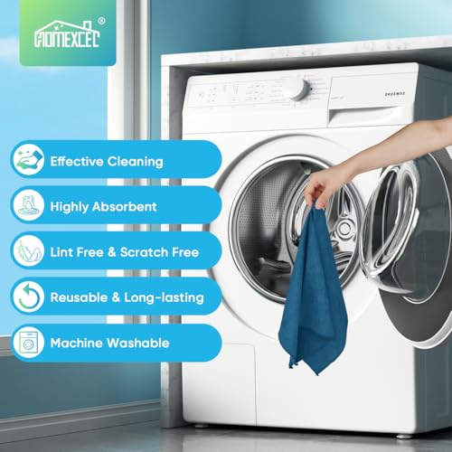 HOMEXCEL 24PK Microfiber Cleaning Cloth, Cleaning Rag for Home, 11.5x11.5in - color: Navy Blue