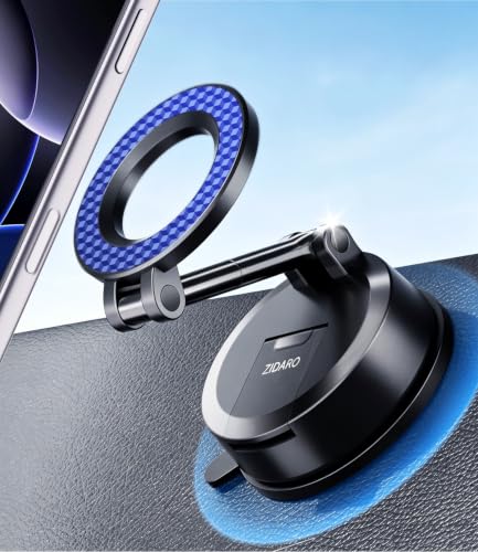 for MagSafe Car Phone Holder for Tesla Model 3/Y, Extended-Reach Arm Magnetic Mount for iPhone 17/16/15/14/13/12, 80+LBS Vacuum Suction Cup Mounts for Tesla Screen & Dashboard (Navy Blue) - color: Navy Blue