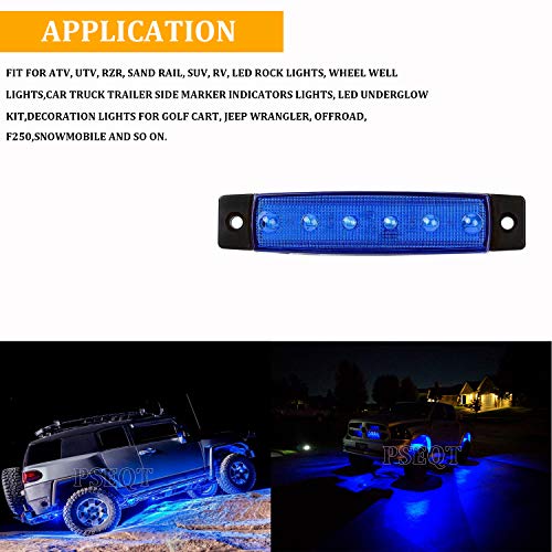 PSEQT 10 Pcs LED Rock Strip Lights Car Exterior Underglow Wheel Fender Well Lighting Kits Waterproof for Golf Cart Wrangler Offroad Truck RV UTV ATV Snowmobile (Blue) - color: Blue