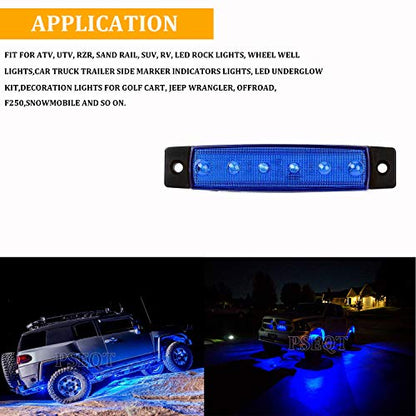 PSEQT 10 Pcs LED Rock Strip Lights Car Exterior Underglow Wheel Fender Well Lighting Kits Waterproof for Golf Cart Wrangler Offroad Truck RV UTV ATV Snowmobile (Blue) - color: Blue