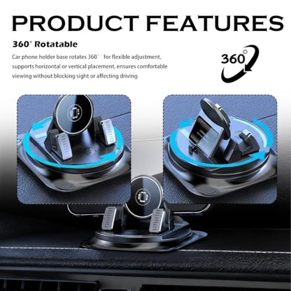 Car Dashboard Phone Holder 360° Rotatable,Portable Anti-Slip Car Phone Holder Horizontal & Vertical Place,Strong Self-Adhesive Dashboard Cell Phones Holders Cars Accessories - color: Circular Surface
