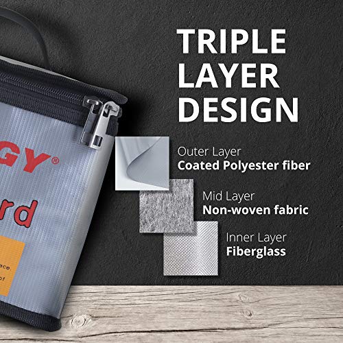Tenergy Fire Retardant Lipo Zipper Bag for Charging and Storing Lipo Battery Packs, 8.5 x 6.5 x 5.7inch - size: 1x Large 8.5x6.5x5.7in