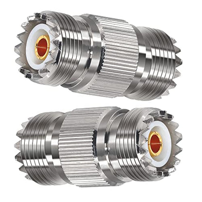 TUOLNK 2PCS SO239 Coax Connector UHF Female Coupler Gender Changers, PL259 Female to Female Barrel Coaxial Adapter Accessories for CB Radio, Antenna Cable