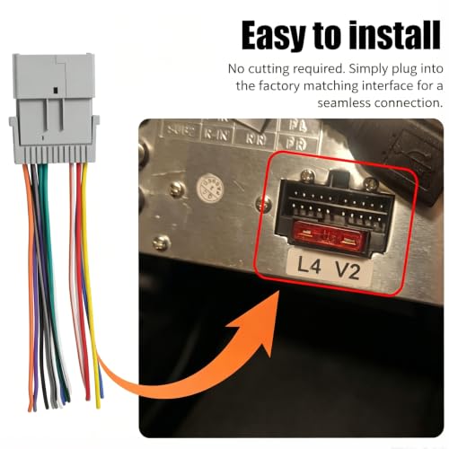 Car Radio Audio Receiver Wiring Harness Kit, Aftermarket Stereo Connection Wire Cable Plug with Antenna Adapter, Stereo Wiring Harness, Audio Modification Accessories for Most Vehicle Model