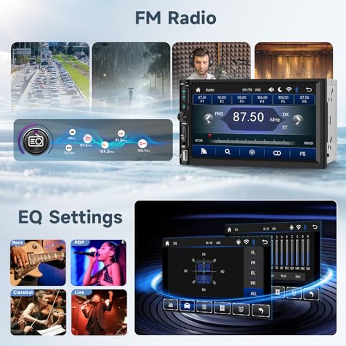 Double Din Car Stereo Radio with Wireless CarPlay Android Auto, 7 Inch HD Touch Screen Car Play Audio Receivers with Bluetooth, HD Backup Camera, FM, Mirror Link, USB/Type C/TF/AUX/SWC - style: 7 Inch with carplay